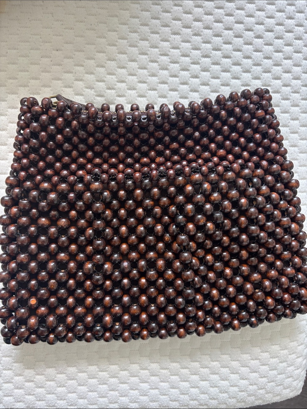 Brown Beaded Women's Clutch Bag